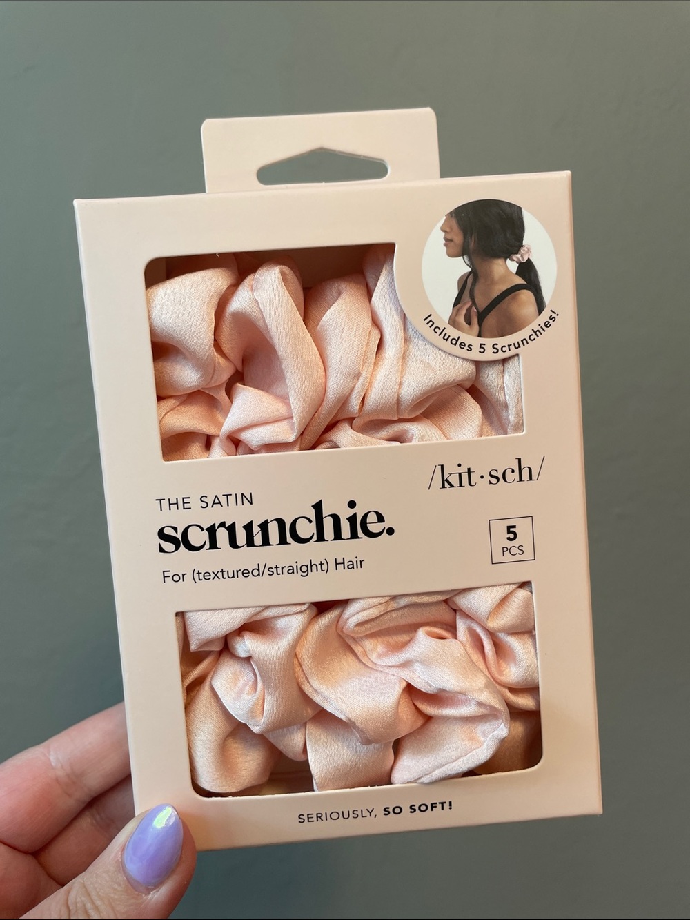 Kitsch Sleep Satin Scrunchie Set in Peachy Blush - 5 Pack